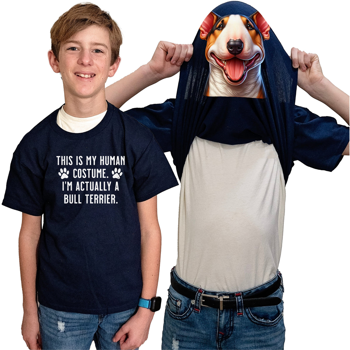I'm Really A Bull Terrier Flip Shirt - Funny Dog Owner T-Shirt Flip Tee