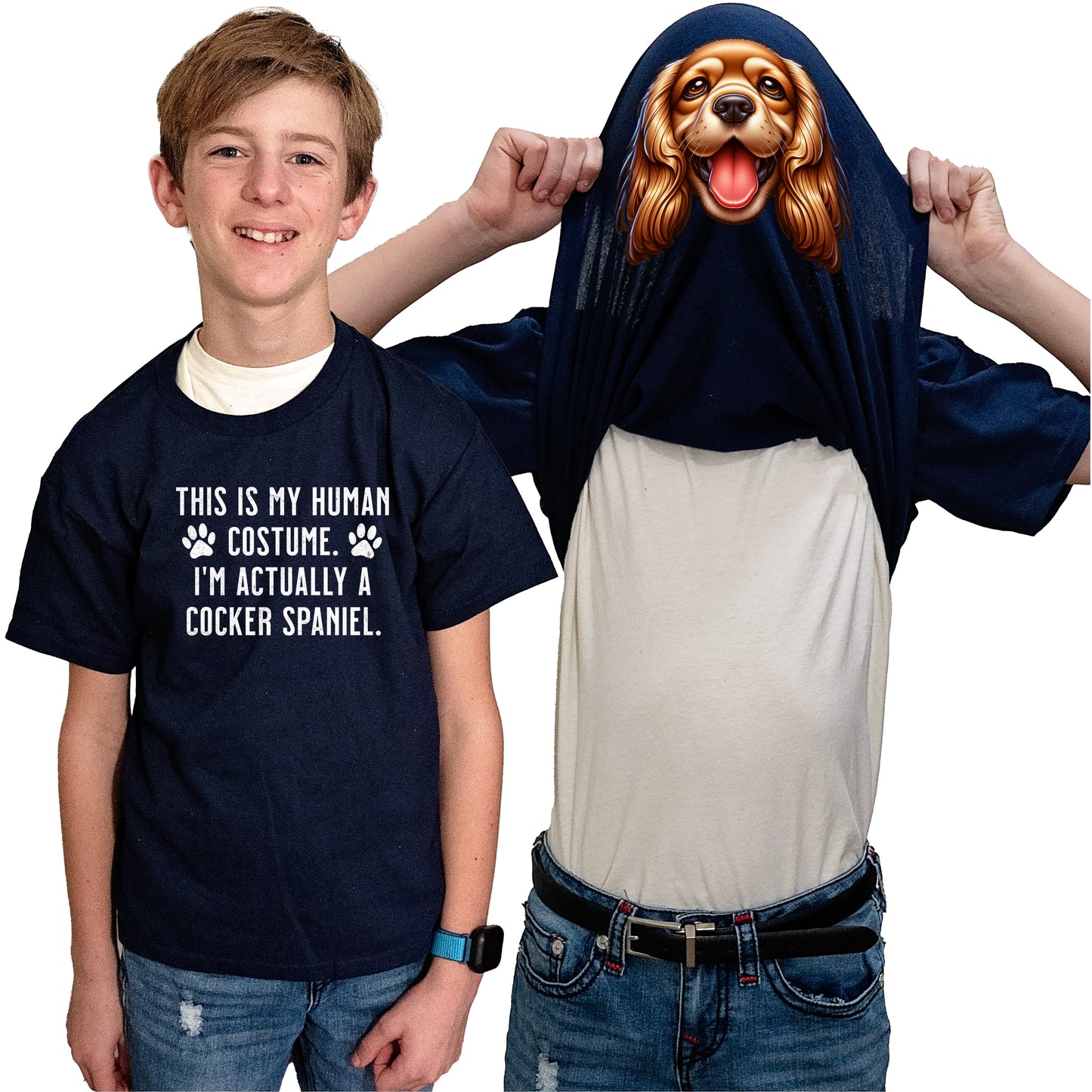 I'm Really A Cocker Spaniel Flip Shirt - Funny Dog Owner T-Shirt Flip Tee