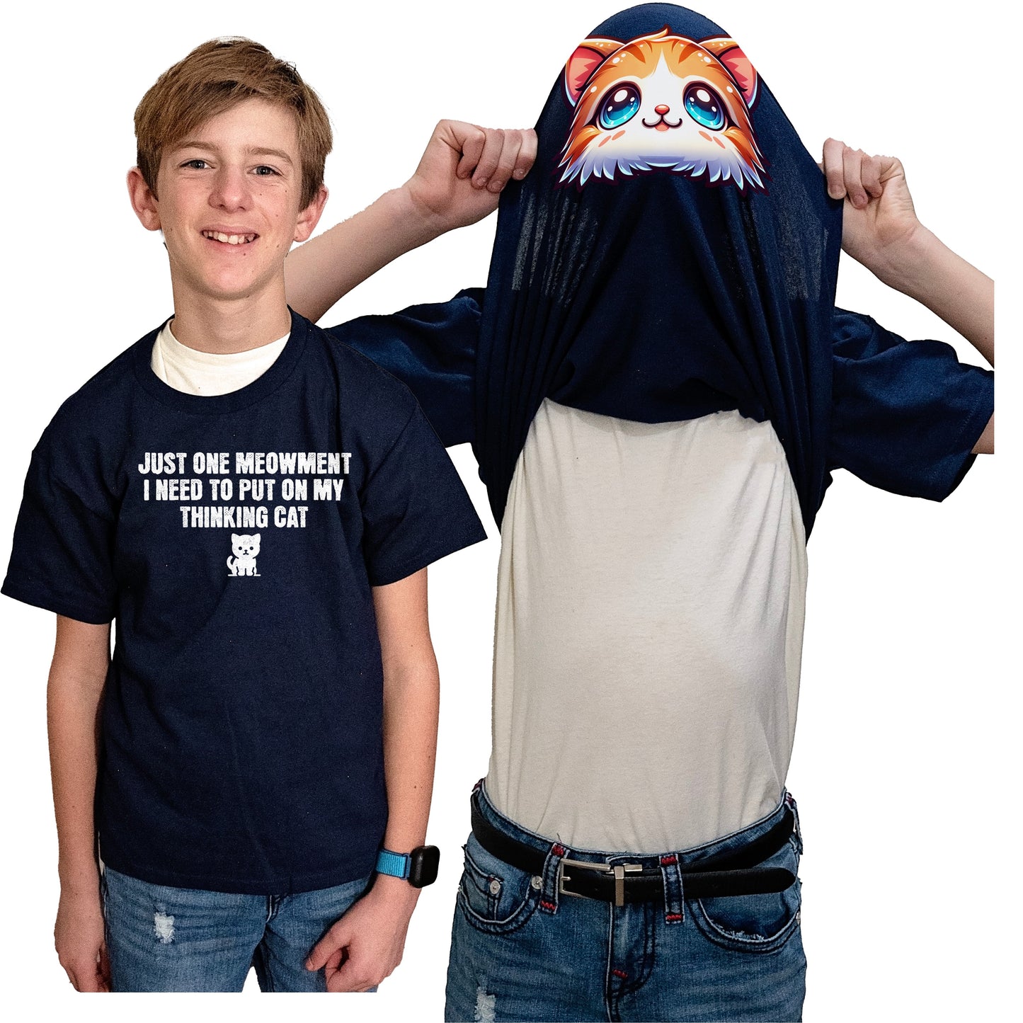 I Need to Put on My Thinking Cat Flip Shirt - Kitten Face T-Shirt