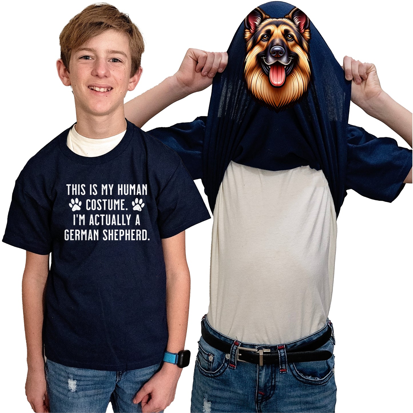 I'm Really A German Shepherd Flip Shirt - Funny Dog Owner T-Shirt Flip Tee