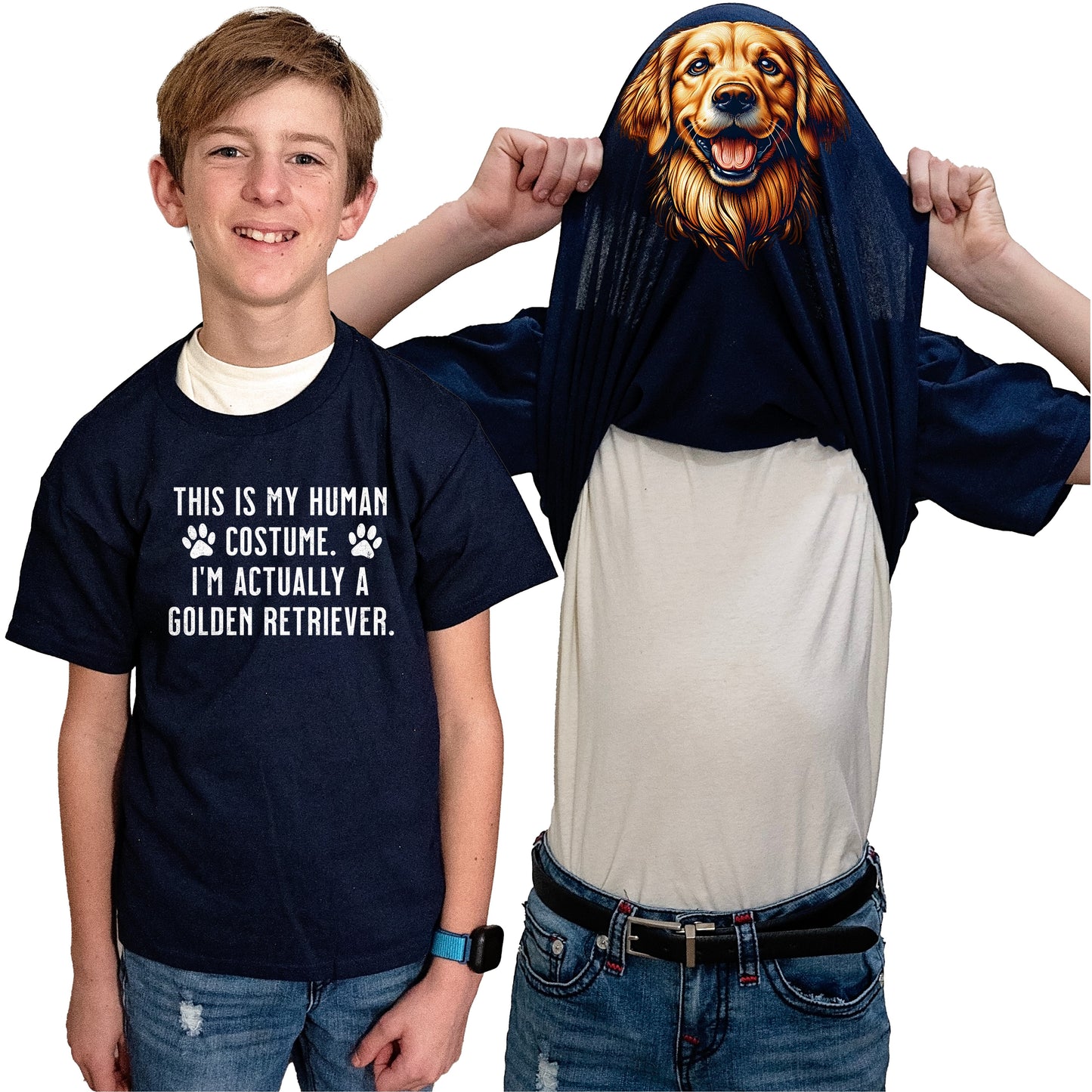 I'm Really A Golden Retriever Flip Shirt - Funny Dog Owner T-Shirt Flip Tee