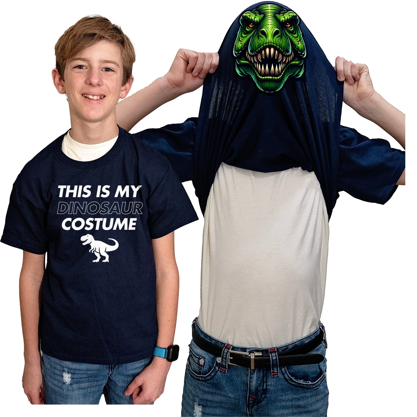 This Is My Dinosaur Costume Flip Shirt - T-Rex T-Shirt