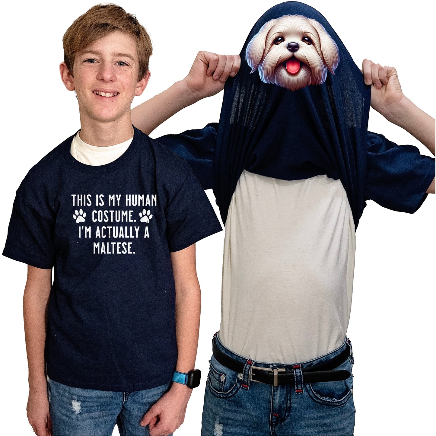 I'm Really A Maltese Flip Shirt - Funny Dog Owner T-Shirt Flip Tee