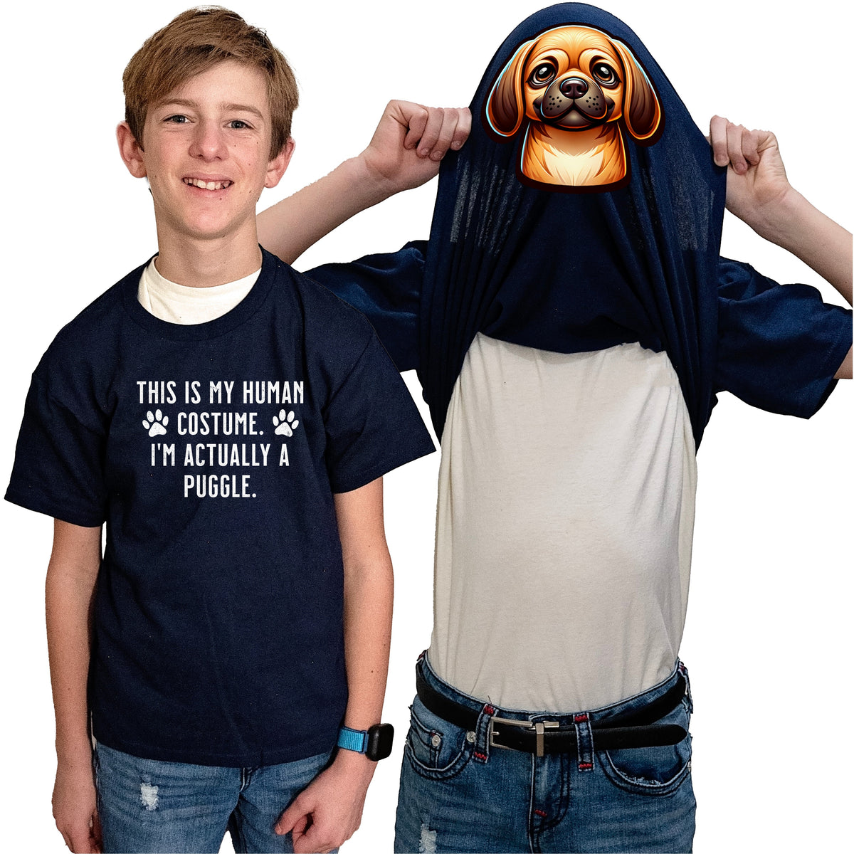 I'm Really A Puggle Flip Shirt - Funny Dog Owner T-Shirt Flip Tee