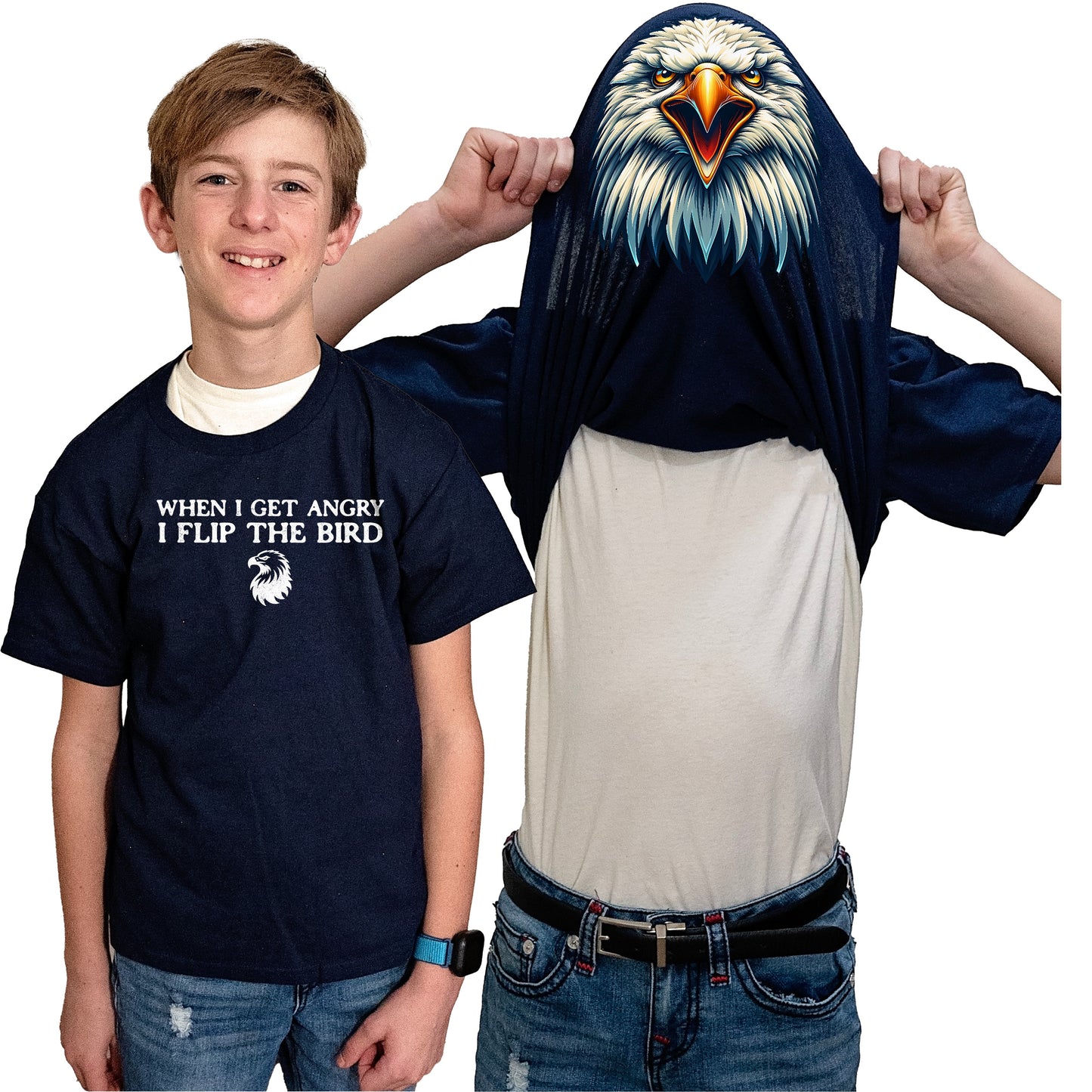 When I Get Angry I Flip The Bird Flip Shirt - Funny Bald Eagle T-Shirt