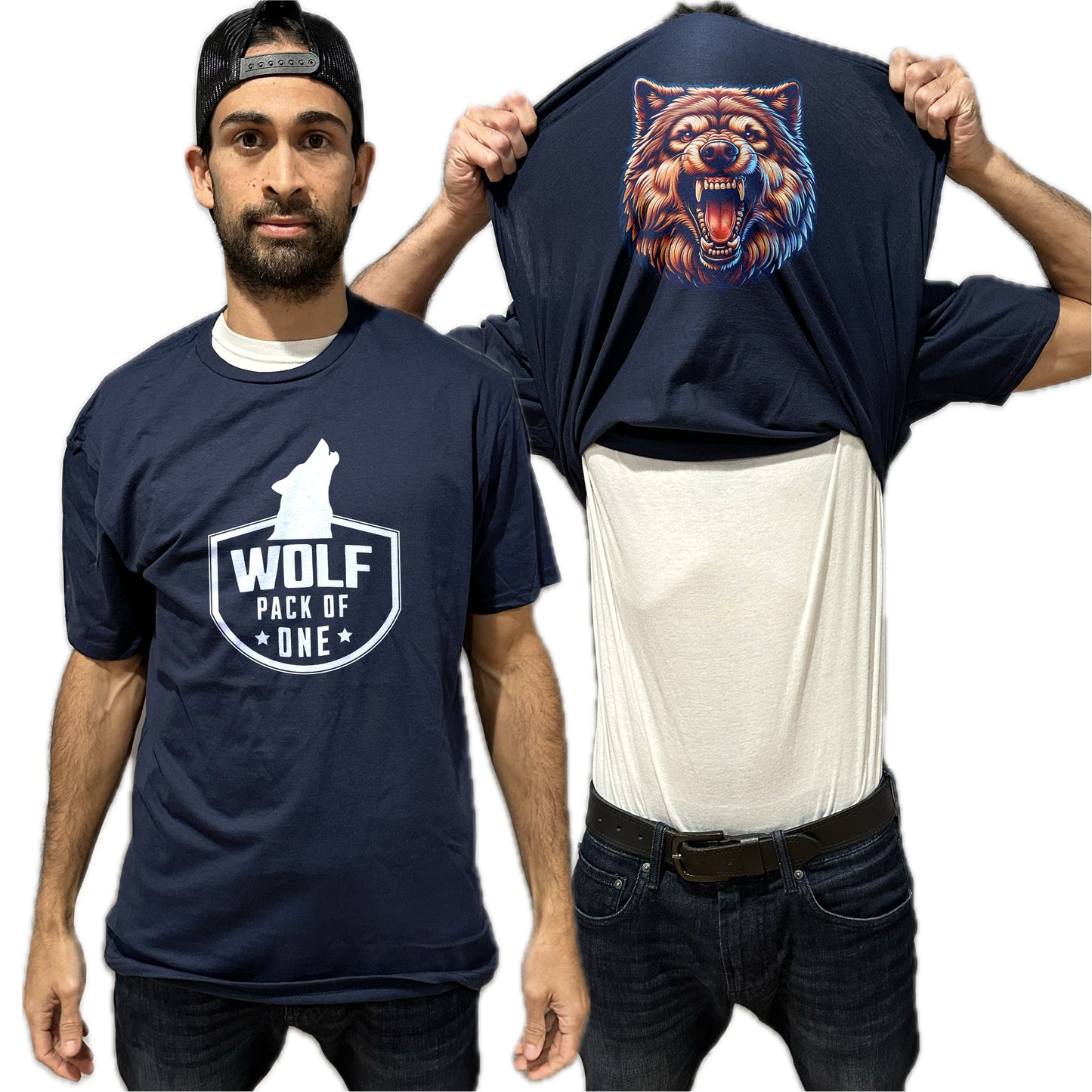 Wolf Pack of One Flip Shirt - Funny Wolf Face T-Shirt Flip Tee