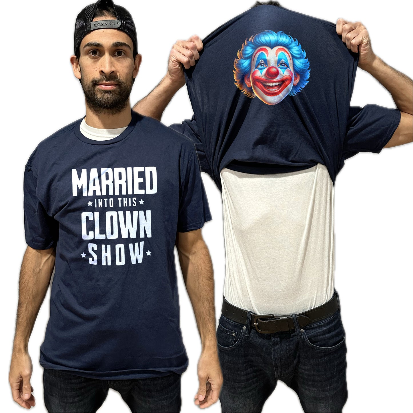 Married into this Clown Show Flip Shirt - Funny Clown Face T-Shirt Flip Tee