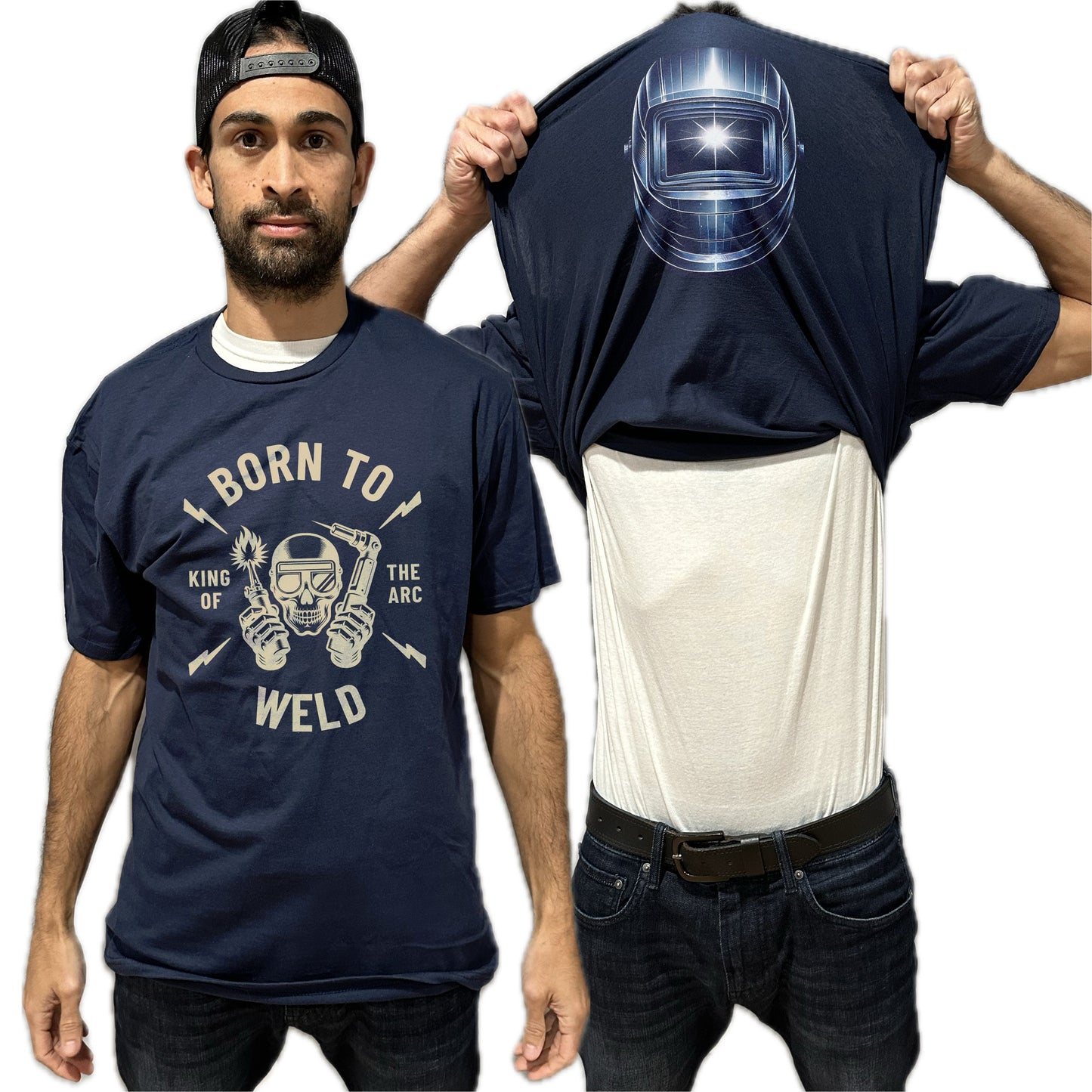 Born to Weld Flip Shirt - Funny Welding Mask Flip Tee