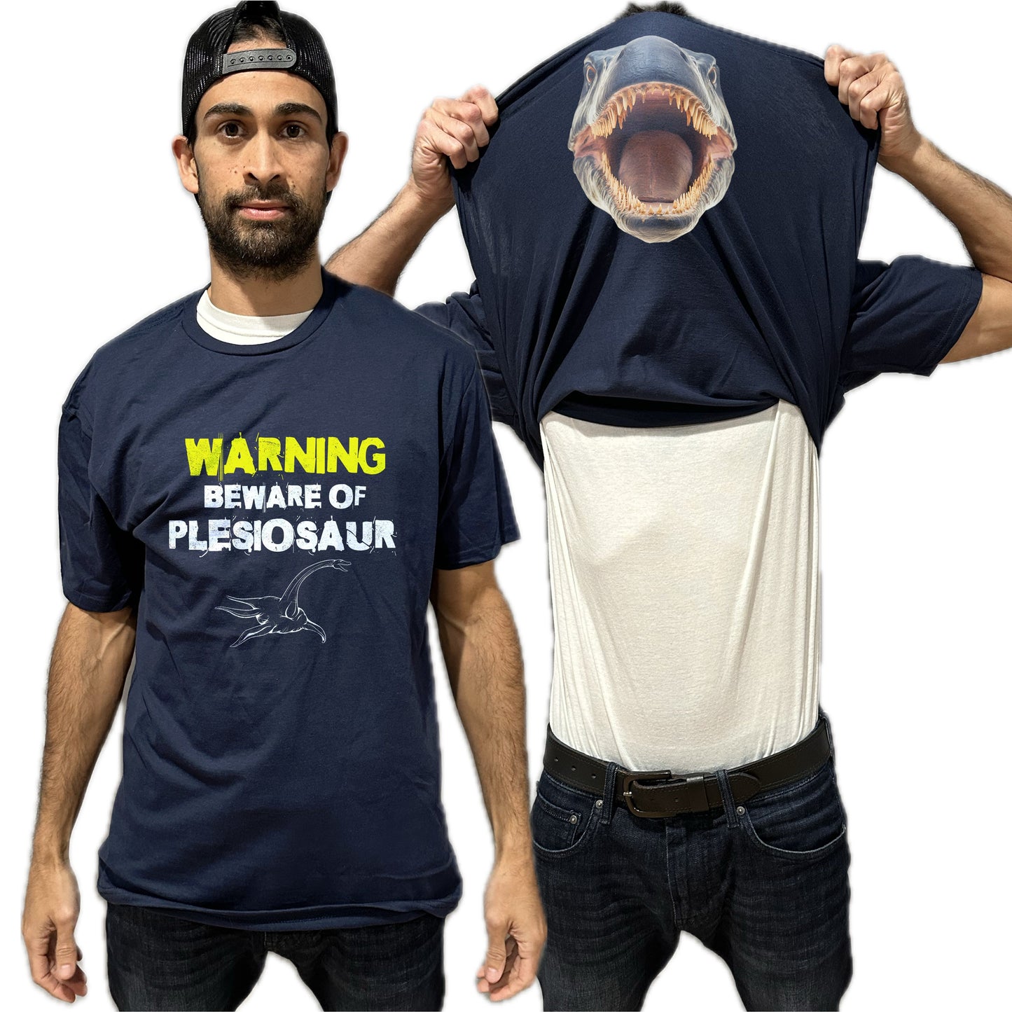 Beware of Plesiosaur Flip Shirt - Funny Dinosaur T-Shirt Flip Tee