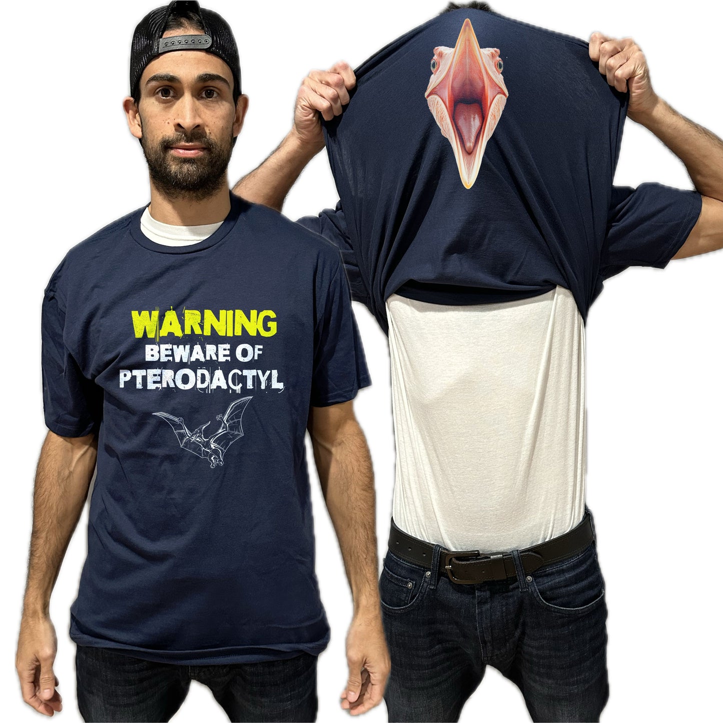 Beware of Pterodactyl Flip Shirt - Funny Dinosaur T-Shirt Flip Tee