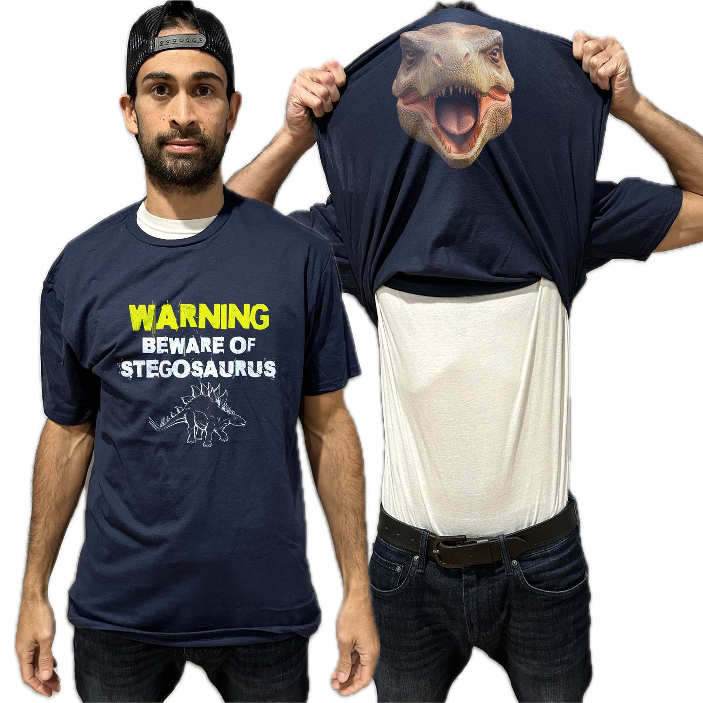 Beware of Stegosaurus Flip Shirt - Funny Dinosaur T-Shirt Flip Tee