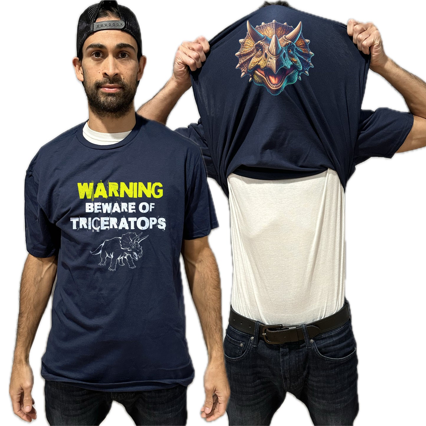 Beware of Triceratops Flip Shirt - Funny Dinosaur T-Shirt Flip Tee