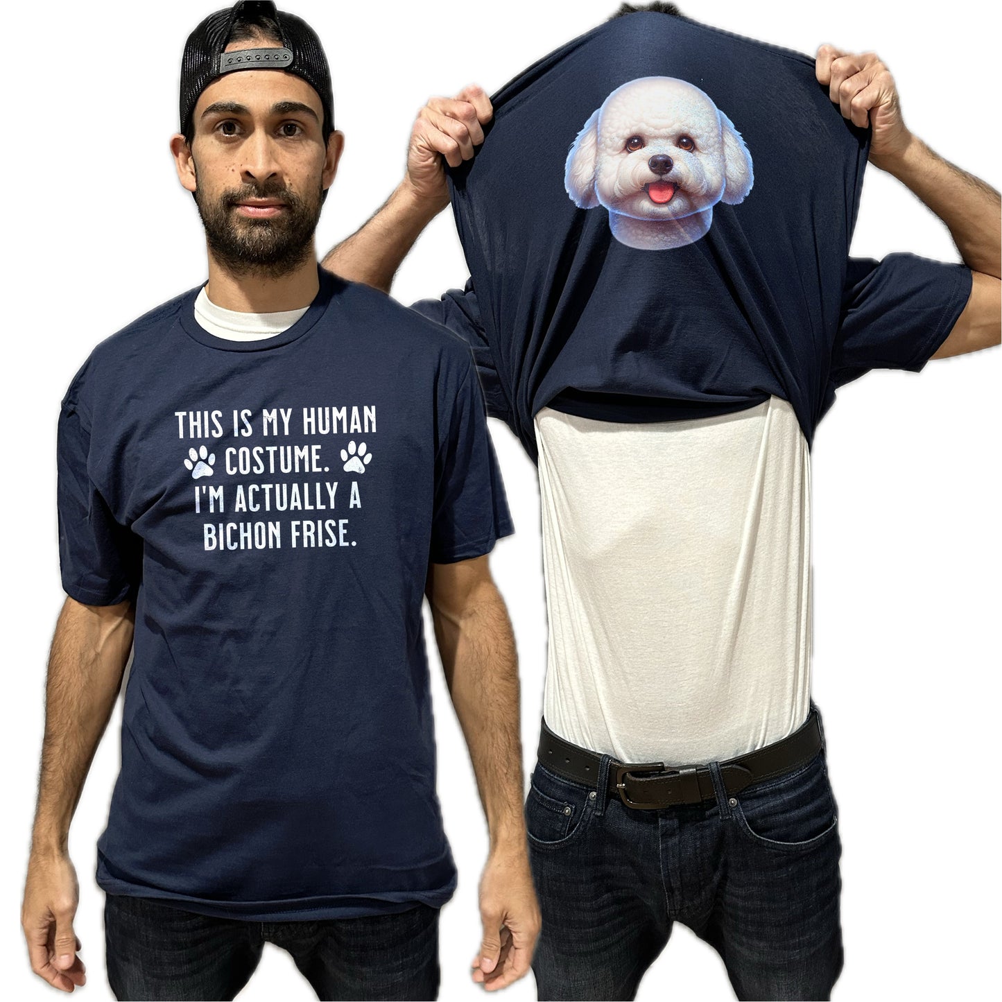 I'm Really A Bichon Frise Flip Shirt - Funny Dog Owner T-Shirt Flip Tee