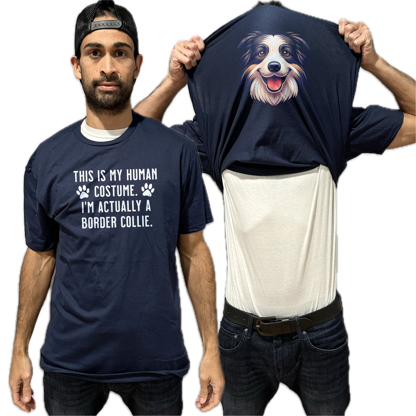 I'm Really A Border Collie Flip Shirt - Funny Dog Owner T-Shirt Flip Tee