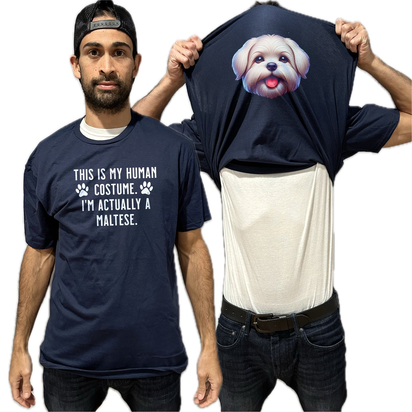 I'm Really A Maltese Flip Shirt - Funny Dog Owner T-Shirt Flip Tee