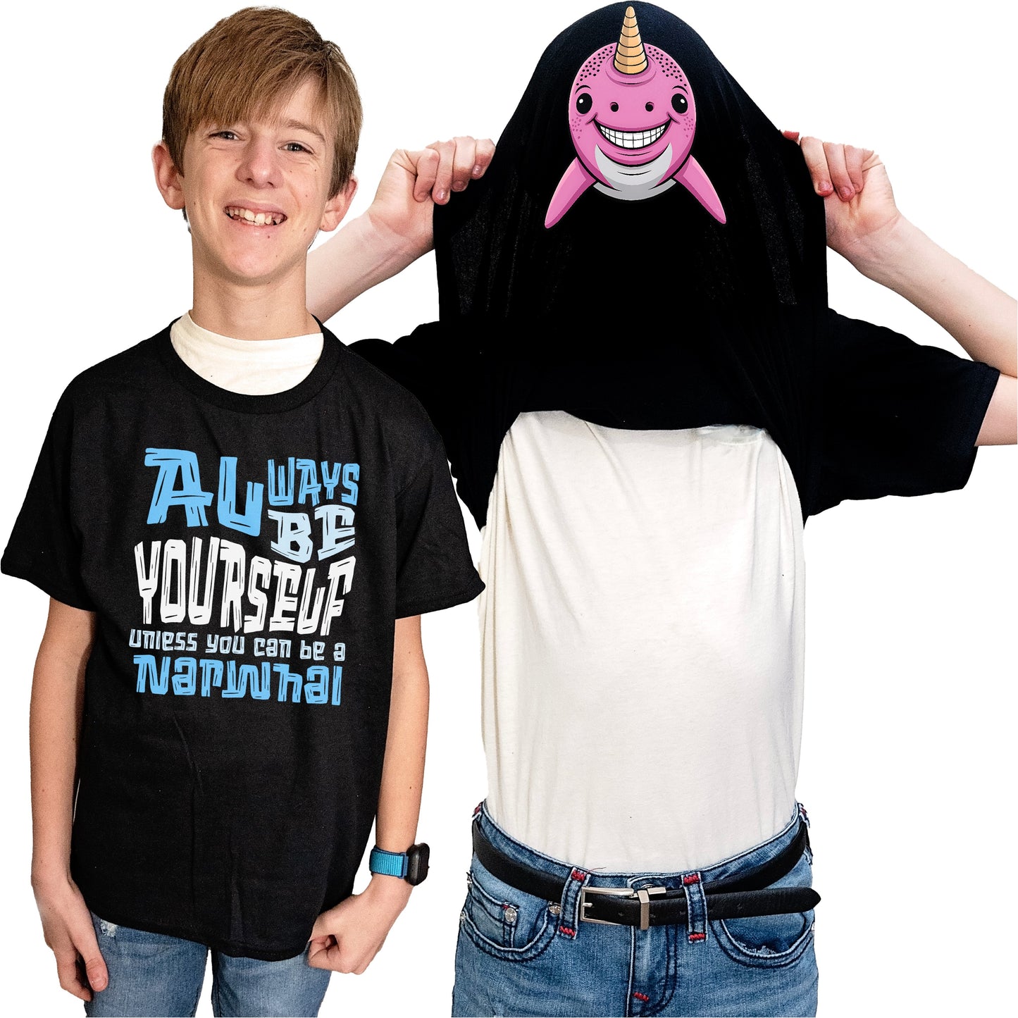Always Be Yourself Unless You Can Be A Narwhal Flip Shirt - Funny Narwhal Face T-Shirt Flip Tee