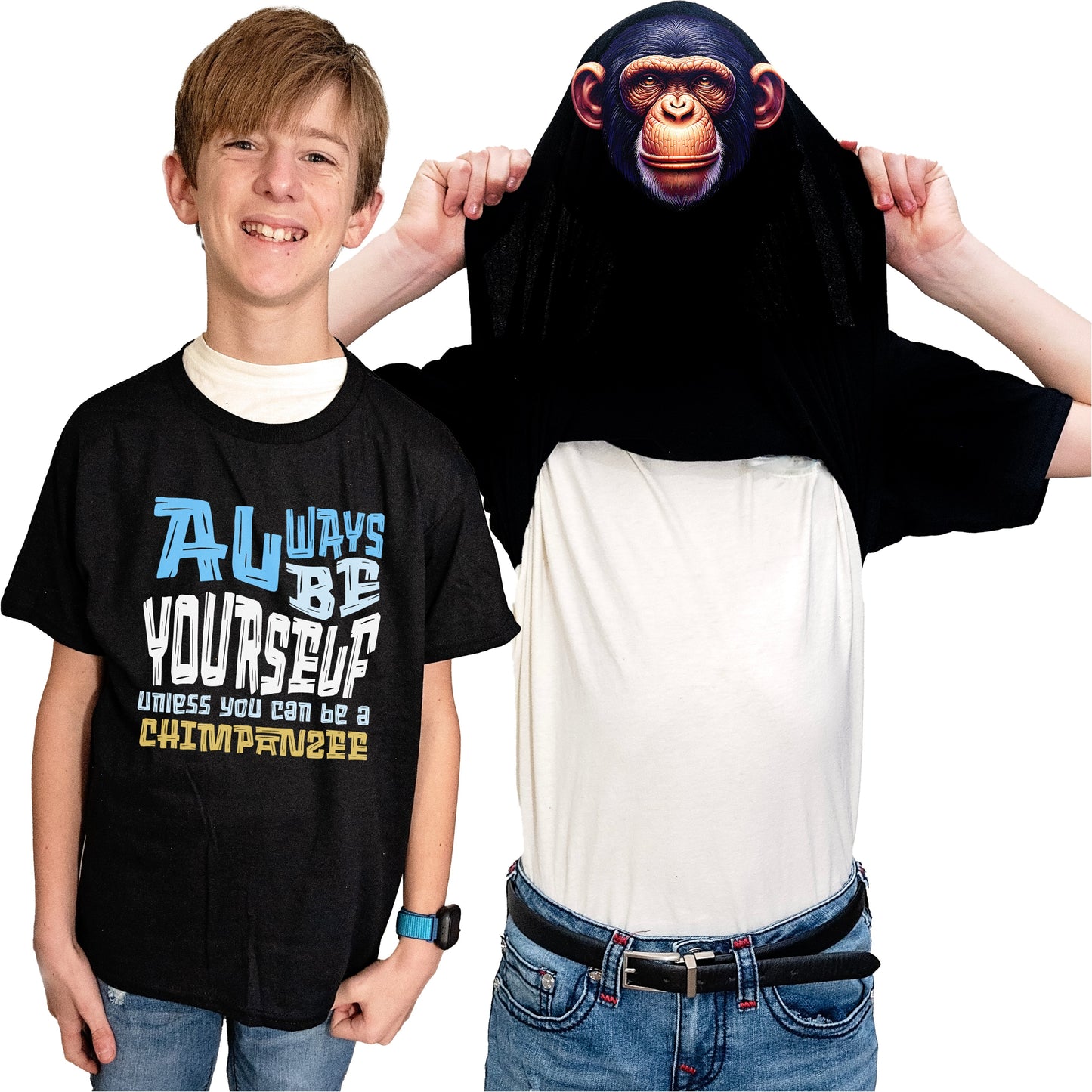 Always Be Yourself Unless You Can Be A Chimpanzee Flip Shirt - Funny Monkey Chimp Face T-Shirt Flip Tee
