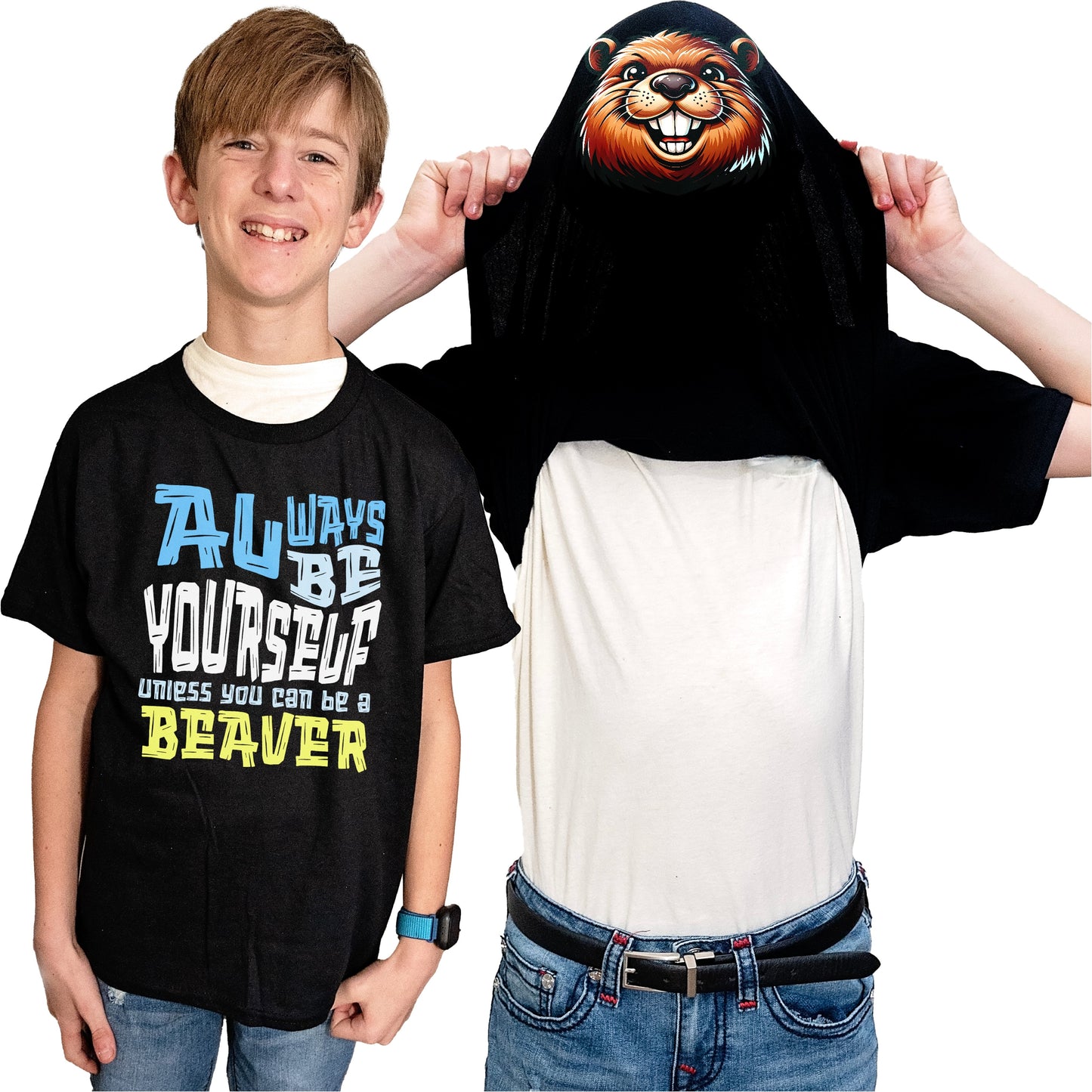 Always Be Yourself Unless You Can Be A Beaver Flip Shirt - Funny Beaver Face T-Shirt Flip Tee