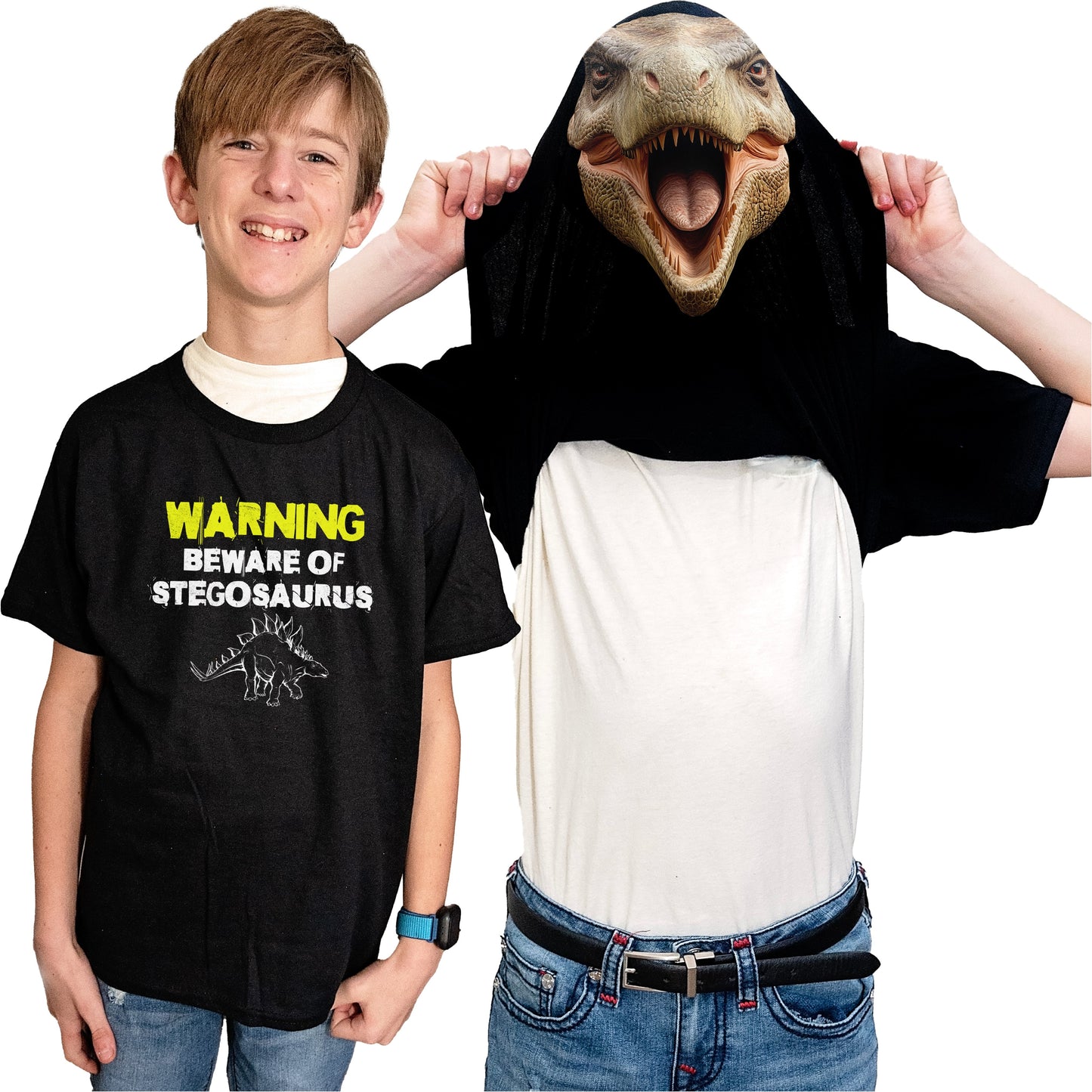 Beware of Stegosaurus Flip Shirt - Funny Dinosaur T-Shirt Flip Tee
