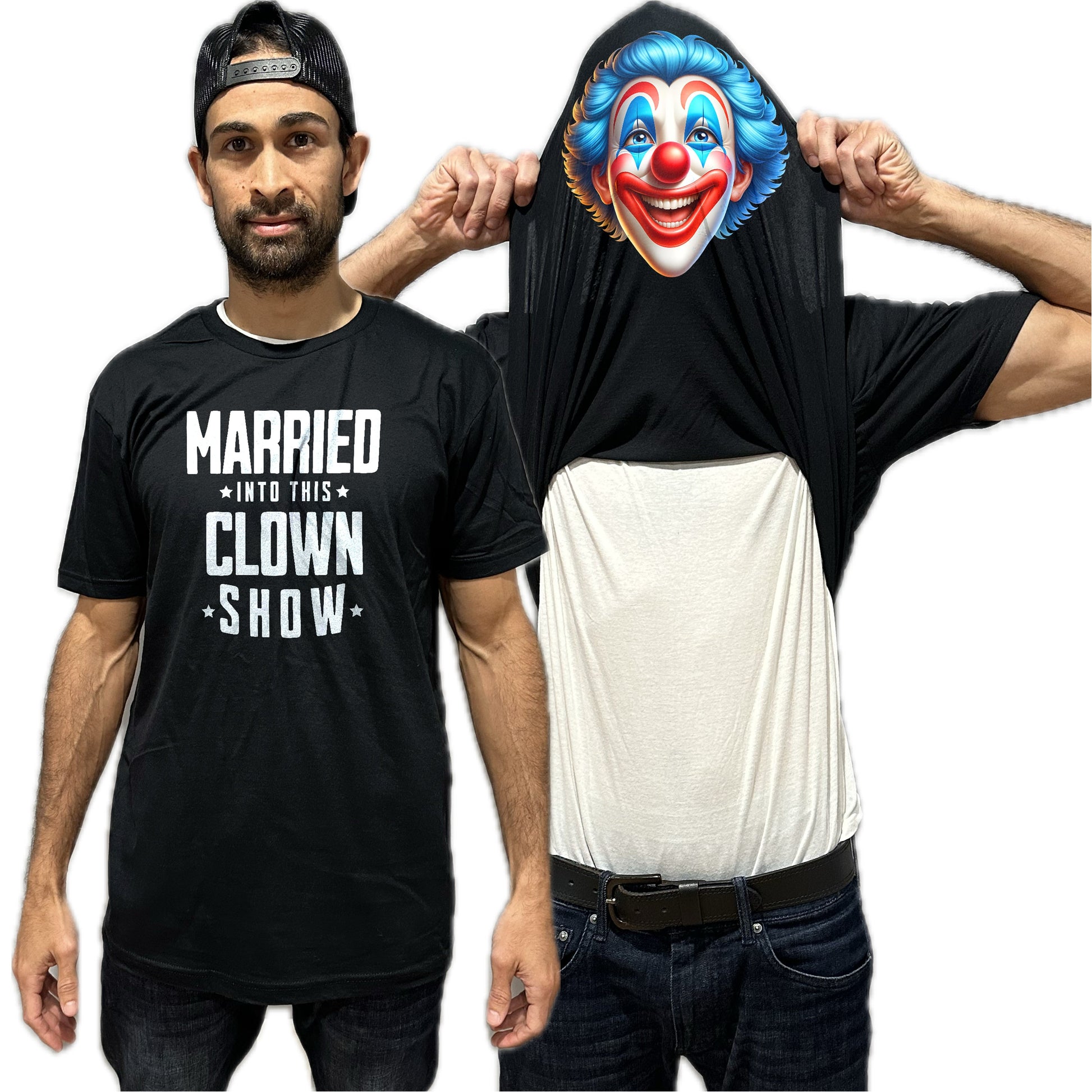 Married into this Clown Show Flip Shirt - Funny Clown Face T-Shirt Flip Tee