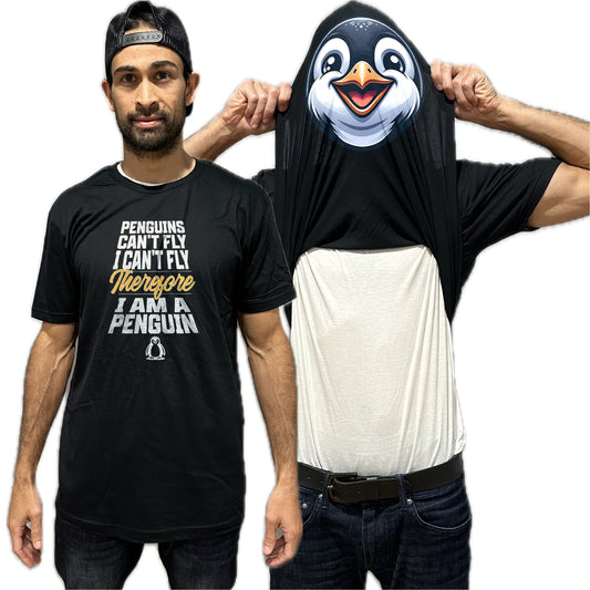 Penguins Can't Fly I Can't Fly Therefore I Am A Penguin Funny Flip Shirt - Animal Face Flip Tee