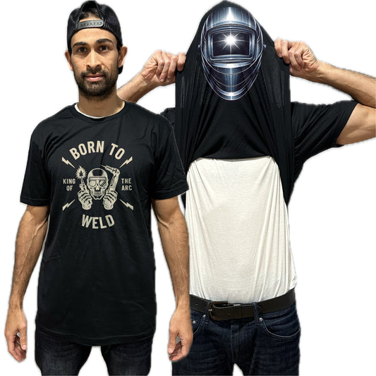 Born to Weld Flip Shirt - Funny Welding Mask Flip Tee