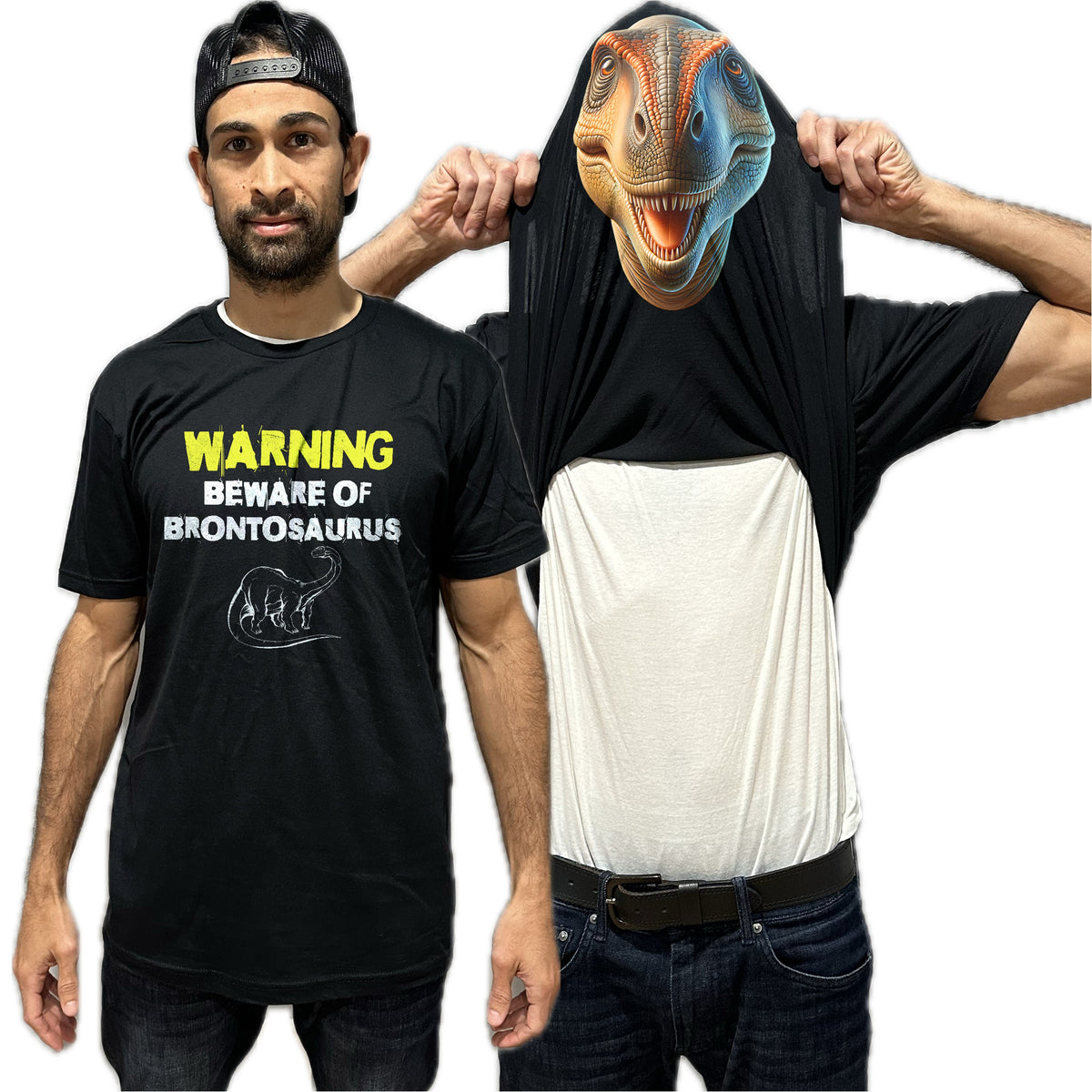Beware of Brontosaurus Flip Shirt - Funny Dinosaur T-Shirt Flip Tee