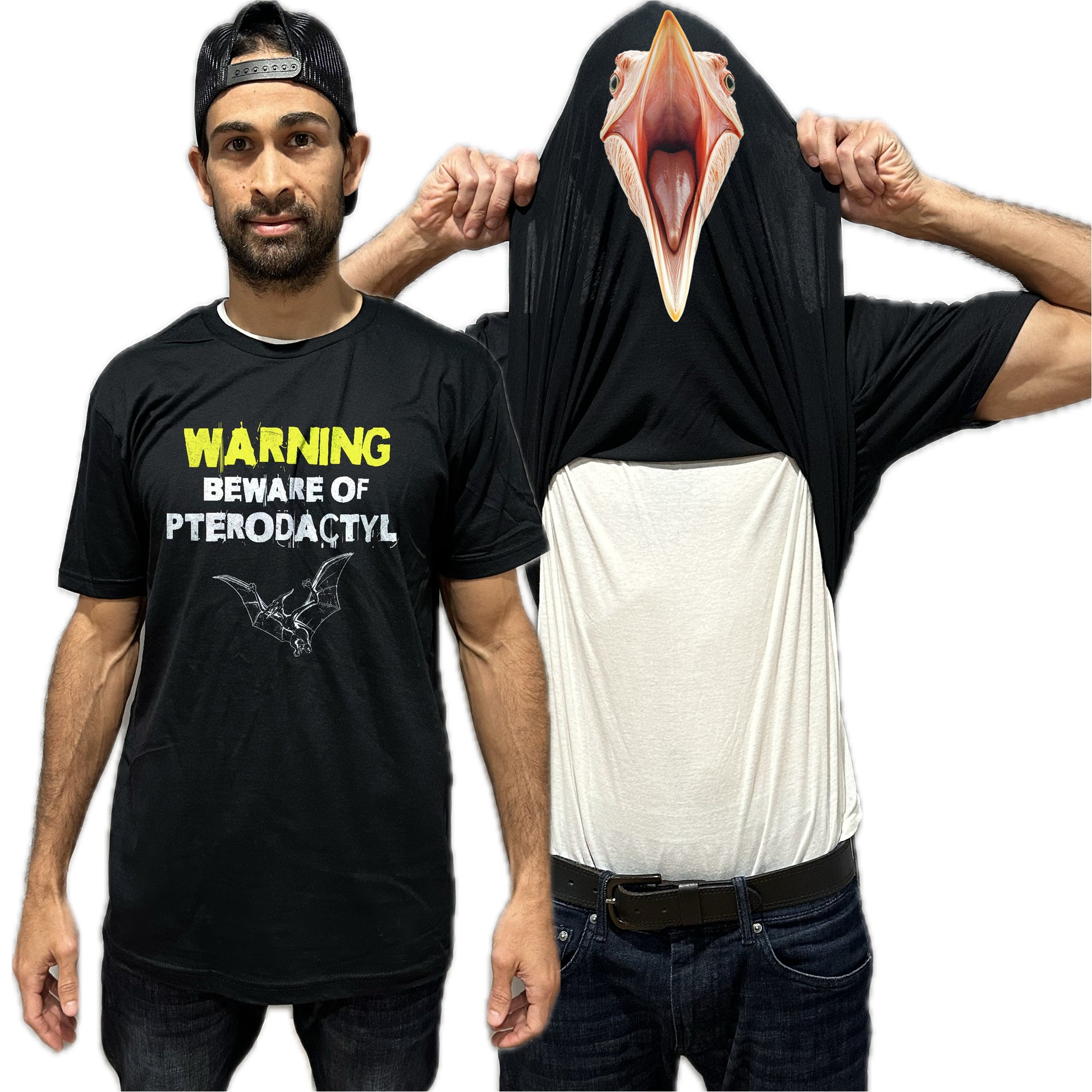 Beware of Pterodactyl Flip Shirt - Funny Dinosaur T-Shirt Flip Tee