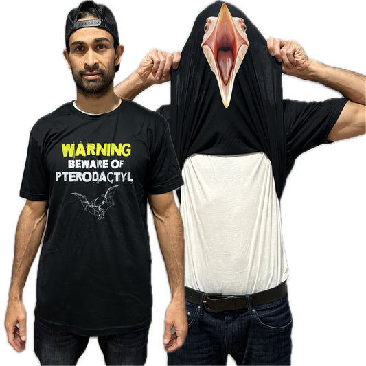 Beware of Pterodactyl Flip Shirt - Funny Dinosaur T-Shirt Flip Tee