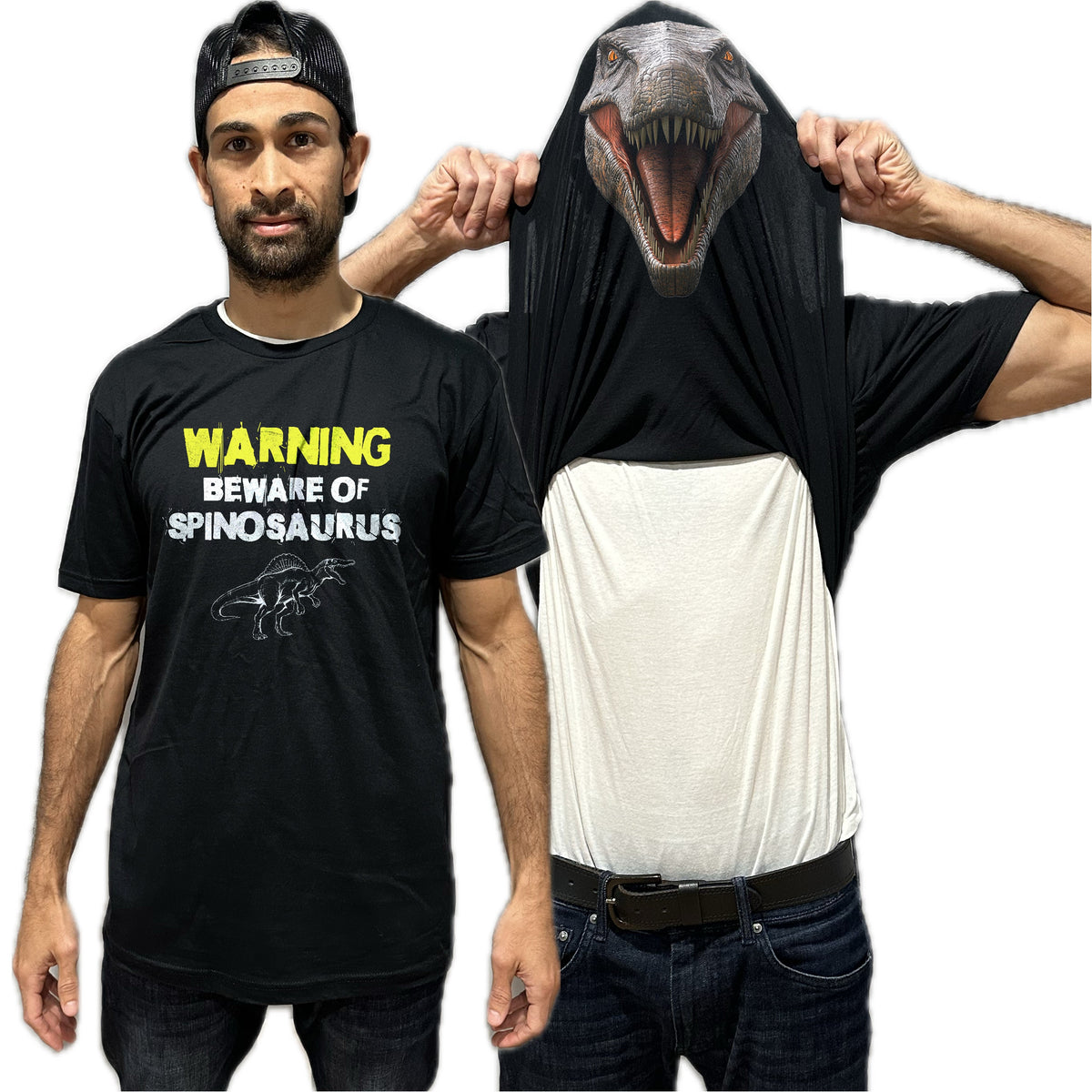 Beware of Spinosaurus Flip Shirt - Funny Dinosaur T-Shirt Flip Tee