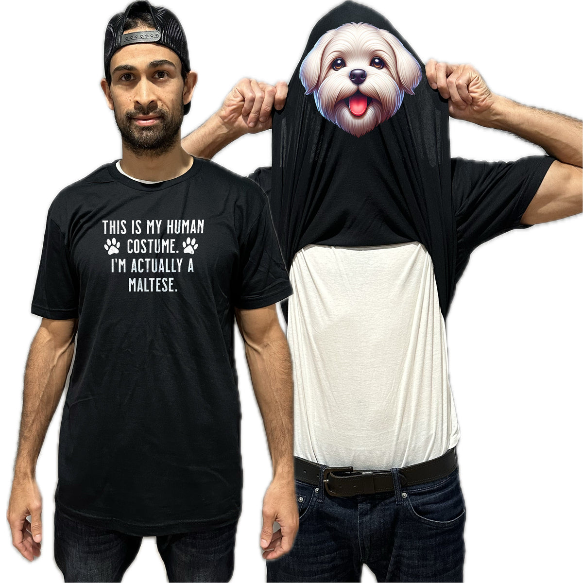 I'm Really A Maltese Flip Shirt - Funny Dog Owner T-Shirt Flip Tee