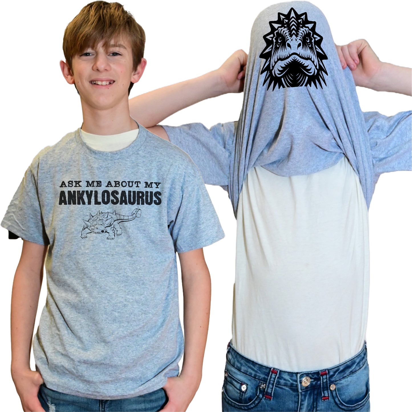 Ask Me About My Ankylosaurus Flip Shirt - Funny Dinosaur T-Shirt Flip Tee