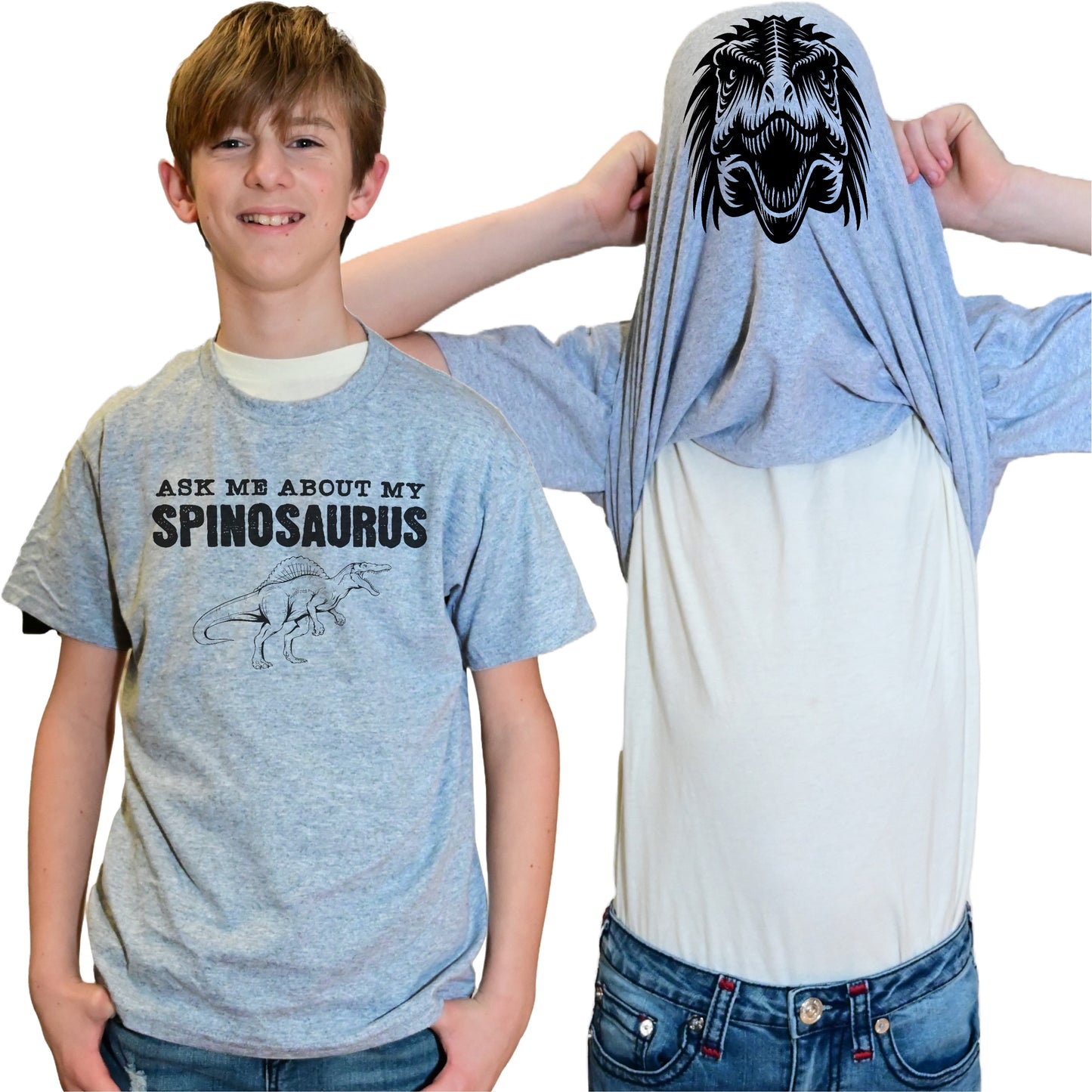 Ask Me About My Spinosaurus Flip Shirt - Funny Dinosaur T-Shirt Flip Tee