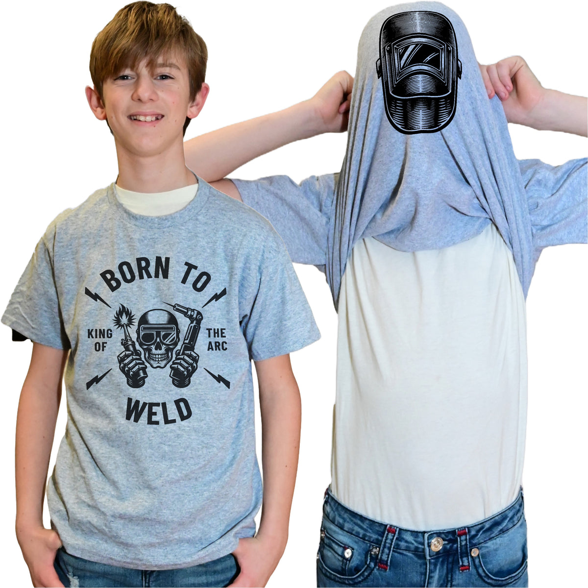Born to Weld Flip Shirt - Funny Welding Mask Flip Tee