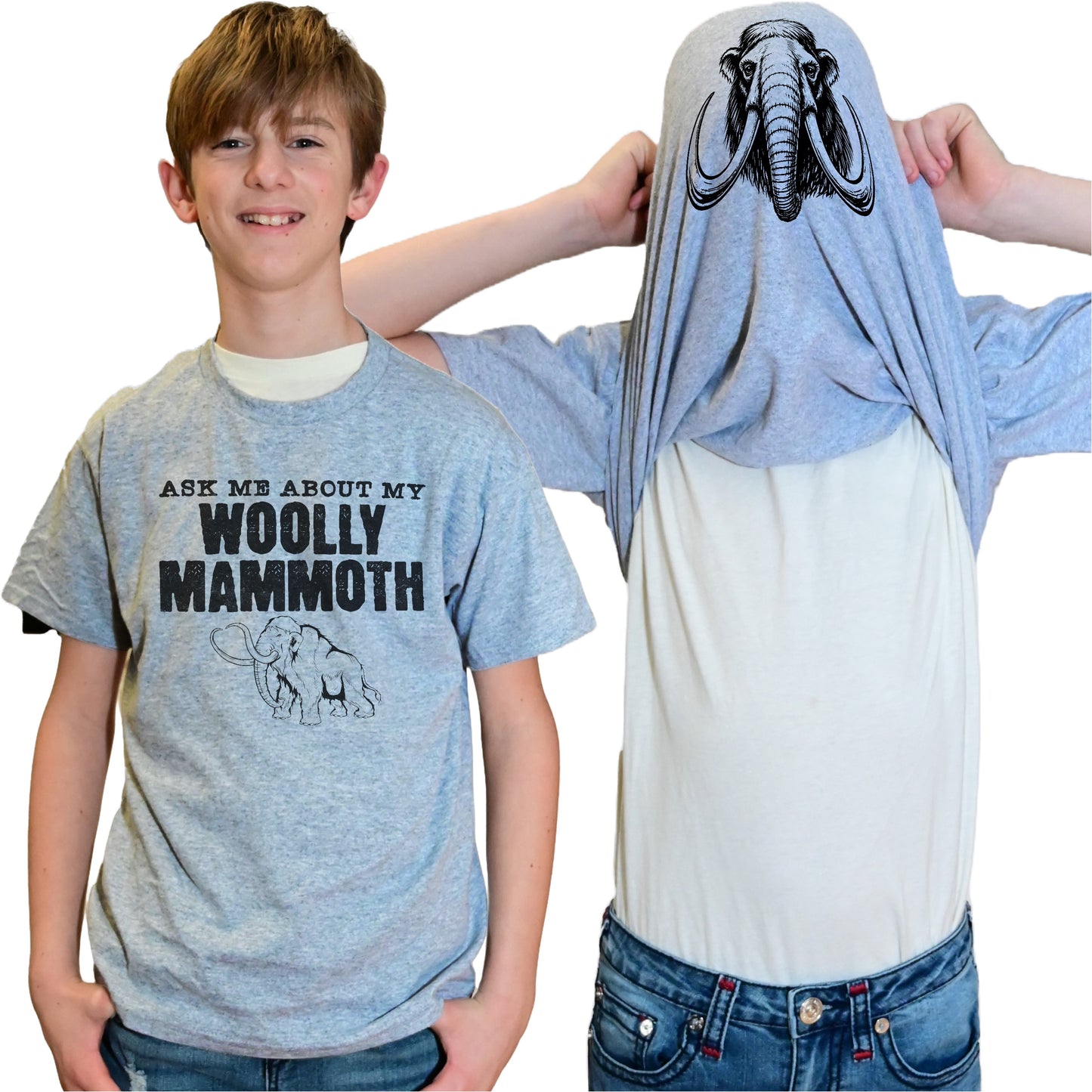 Ask Me About My Woolly Mammoth Flip Shirt - Funny Woolly Mammoth T-Shirt - Adult and Youth Sizes