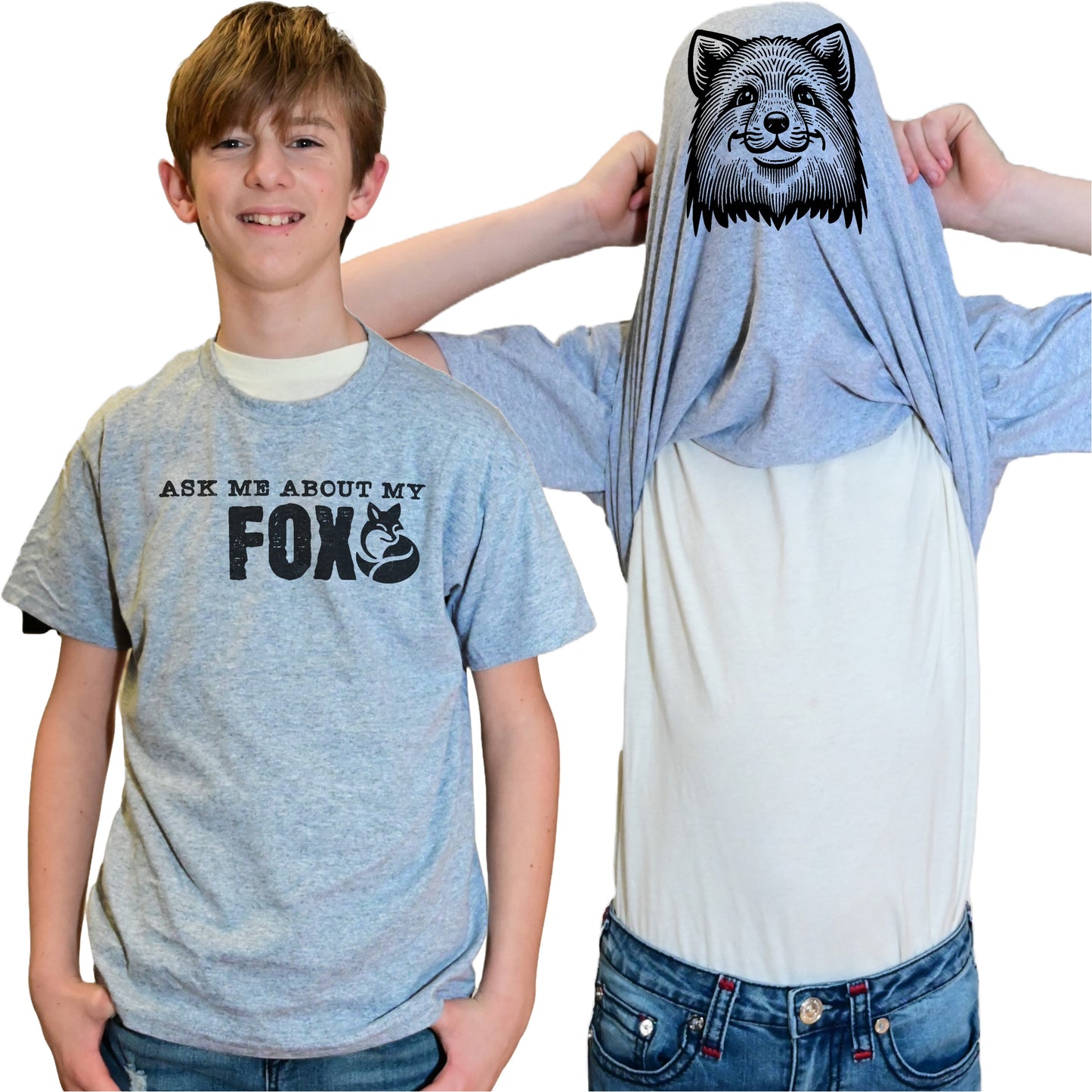 Ask Me About My Fox Flip Shirt - Funny Fox T-Shirt - Adult and Youth Sizes