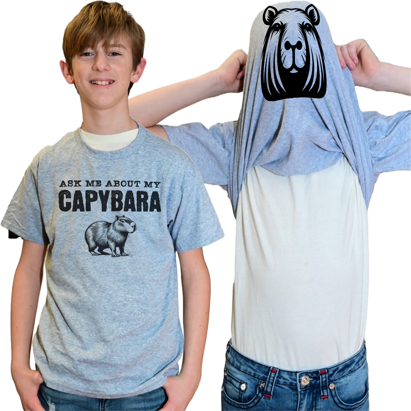Ask Me About My Capybara Flip Shirt - Funny Animal T-Shirt Flip Tee