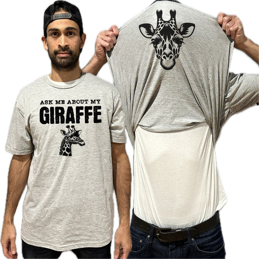 Ask Me About My Giraffe Flip Shirt - Funny Animal T-Shirt Flip Tee