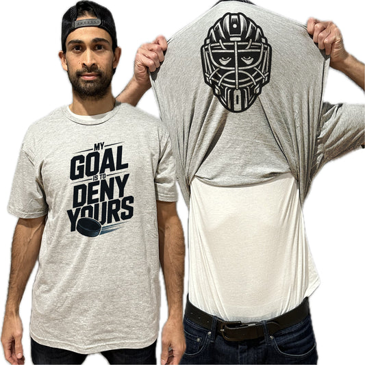 My Goal Is To Deny Yours Goalie Flip Shirt - Funny Hockey Mask Flip Tee