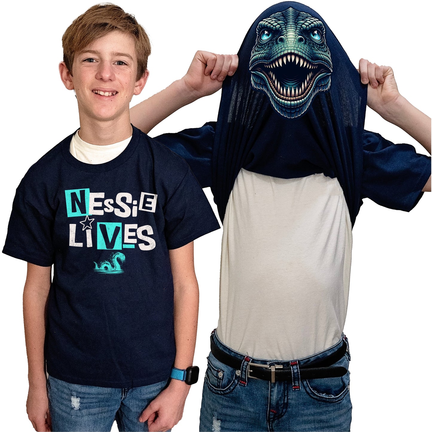 Nessie Lives Loch Ness Monster Flip Shirt - Funny Cryptid T-Shirt