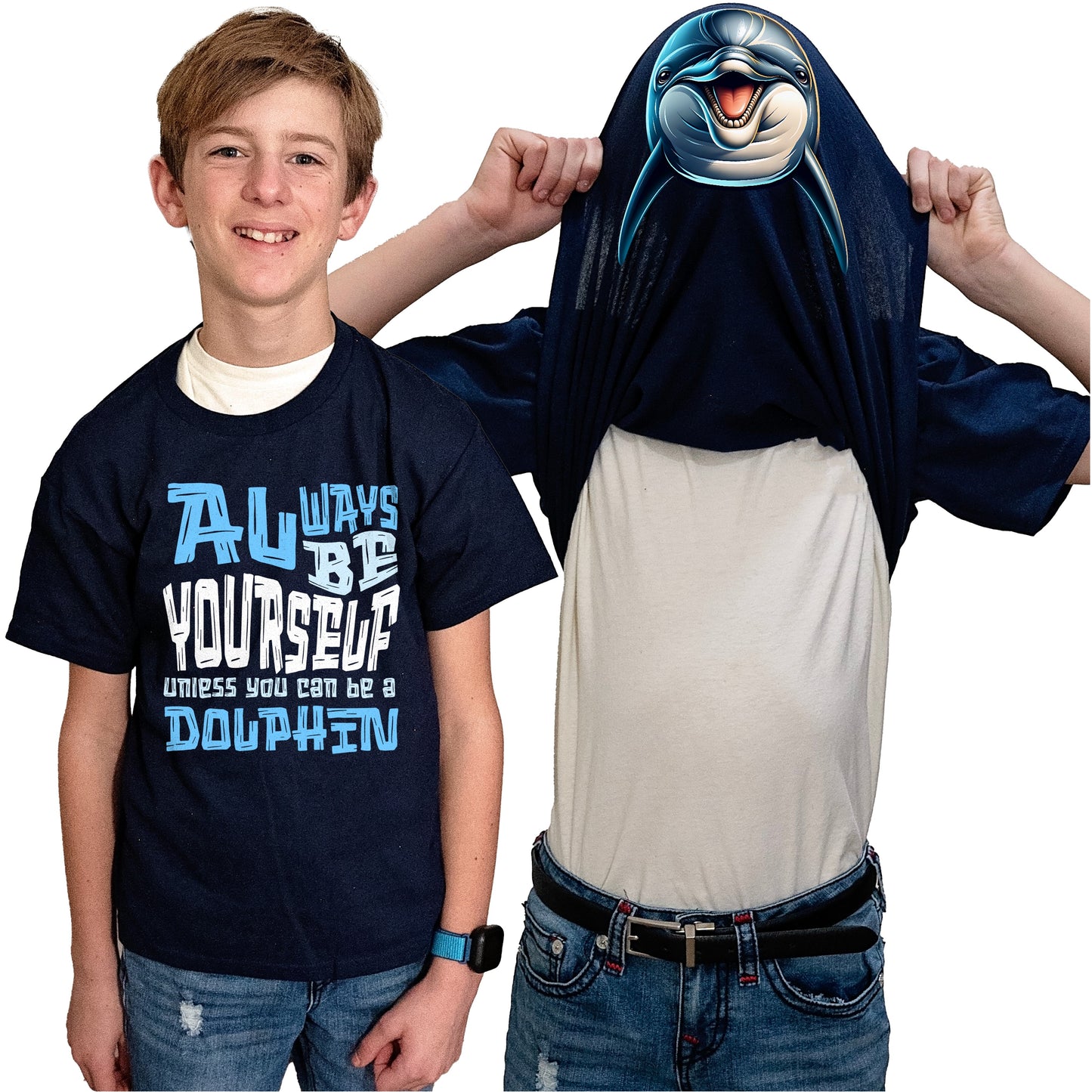 Always Be Yourself Unless You Can Be A Dolphin Flip Shirt - Funny Animal Face T-Shirt Flip Tee