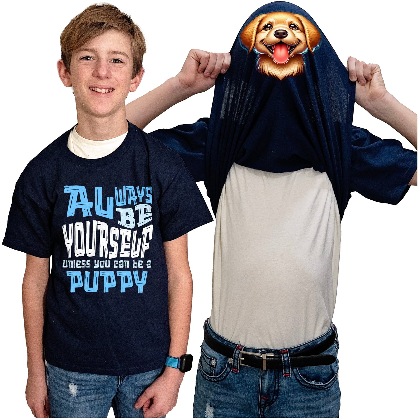 Always Be Yourself Unless You Can Be A Puppy Flip Shirt - Funny Puppy Dog Face T-Shirt Flip Tee