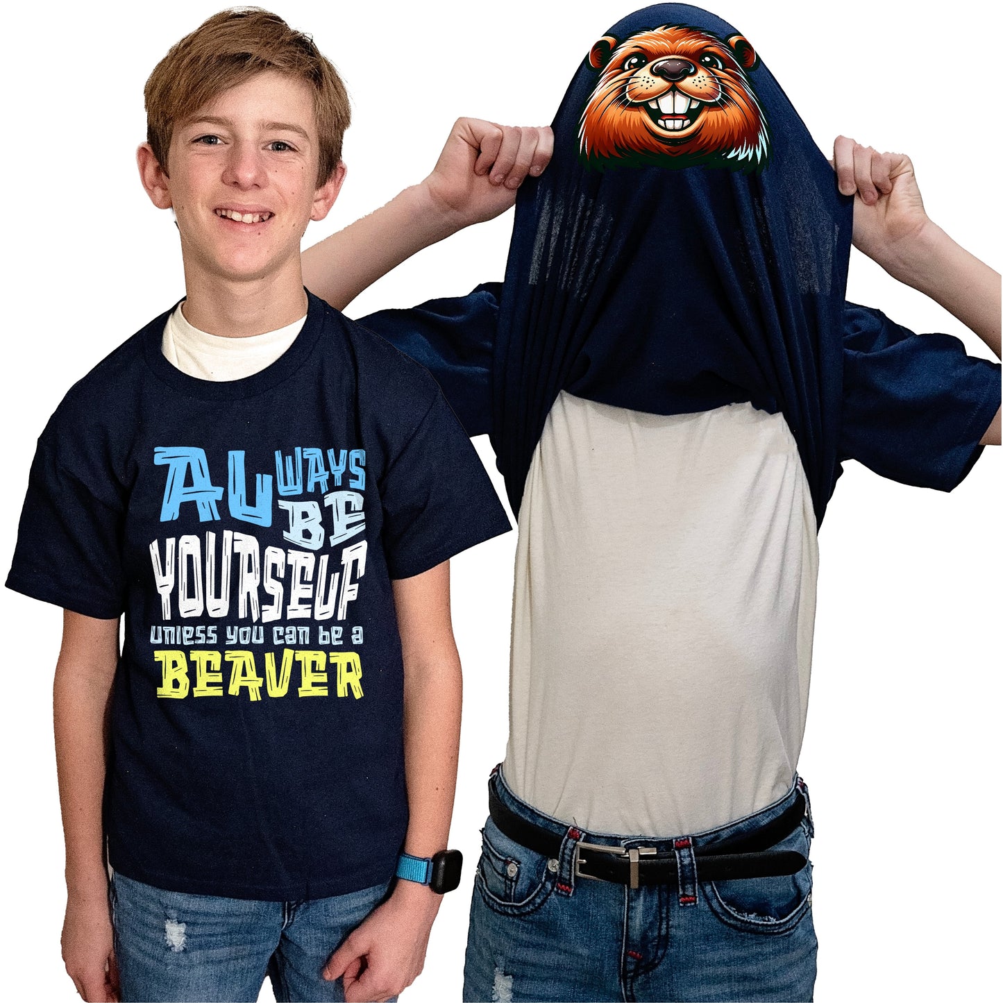 Always Be Yourself Unless You Can Be A Beaver Flip Shirt - Funny Beaver Face T-Shirt Flip Tee