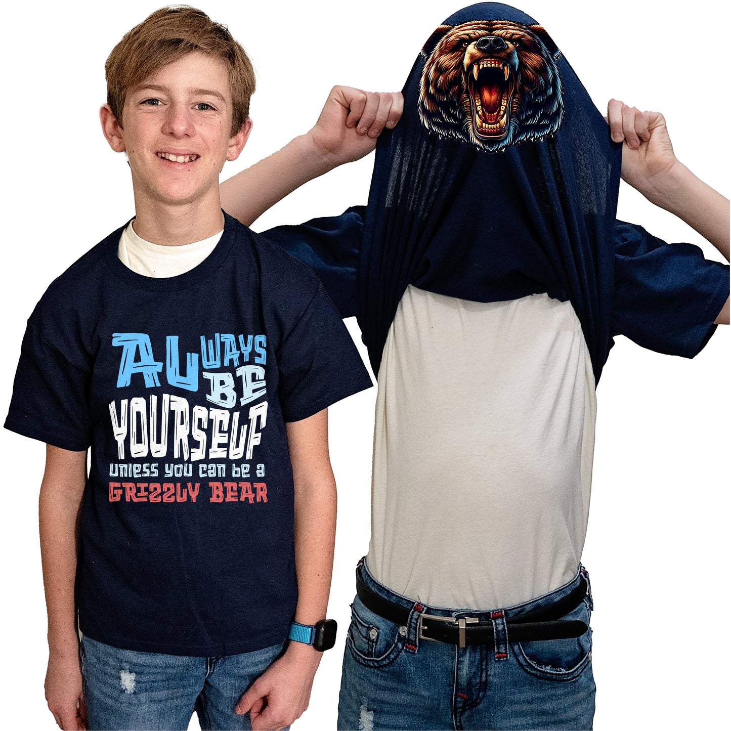 Always Be Yourself Unless You Can Be A Grizzly Bear Flip Shirt - Funny Grizzly Bear Face T-Shirt Flip Tee