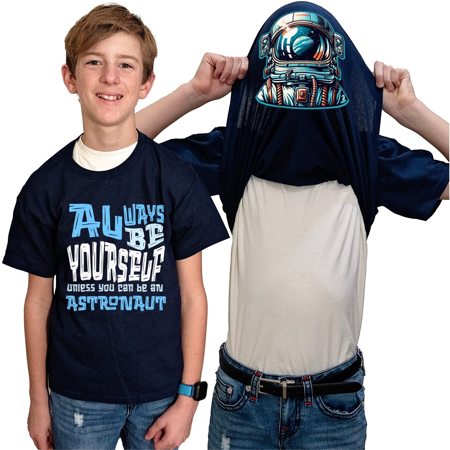 Always Be Yourself Unless You Can Be An Astronaut Flip Shirt - Funny Spaceman Helmet T-Shirt Flip Tee