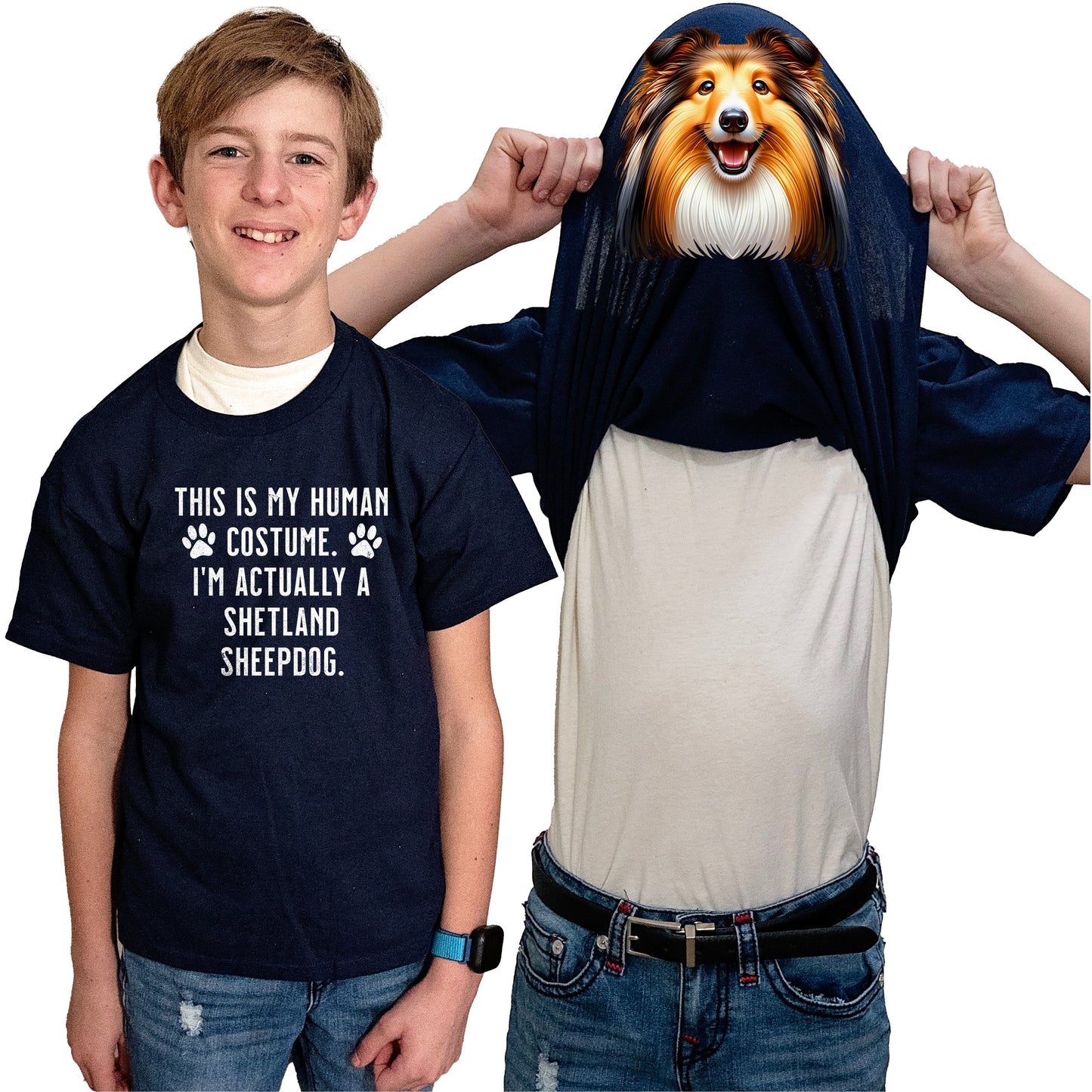 I'm Really A Shetland Sheepdog Flip Shirt - Funny Dog Owner T-Shirt Flip Tee