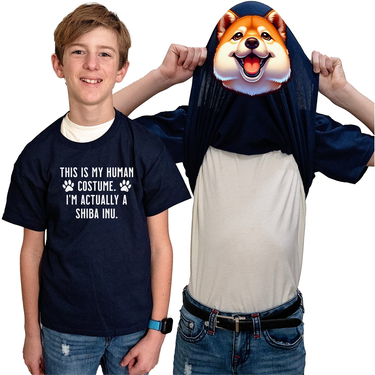 I'm Really A Shiba Inu Flip Shirt - Funny Dog Owner T-Shirt Flip Tee