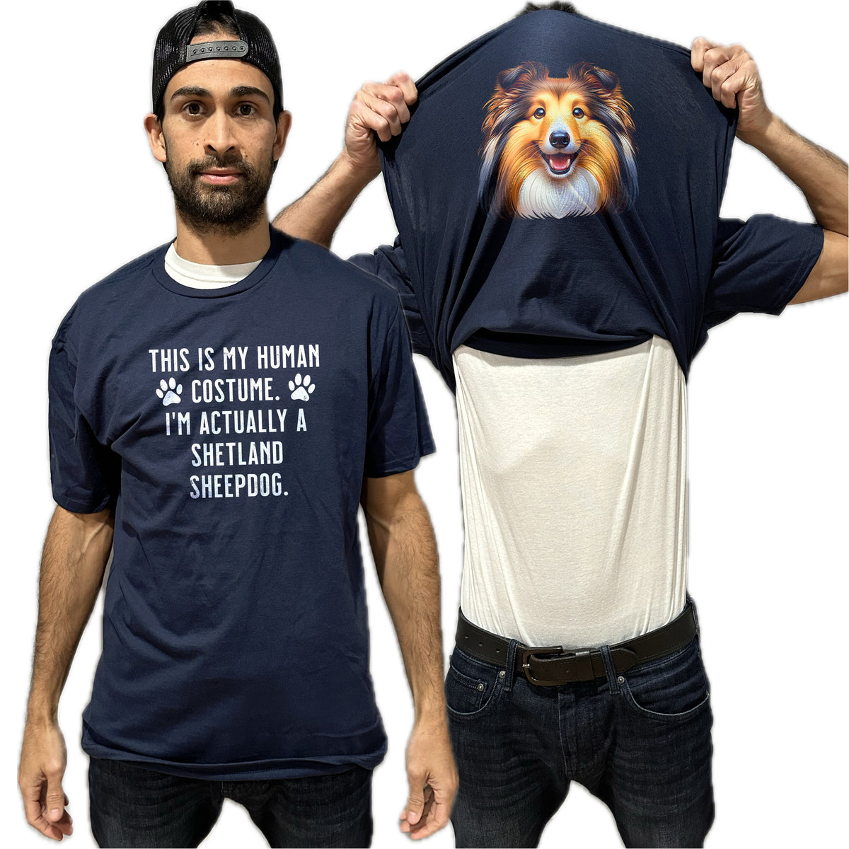I'm Really A Shetland Sheepdog Flip Shirt - Funny Dog Owner T-Shirt Flip Tee